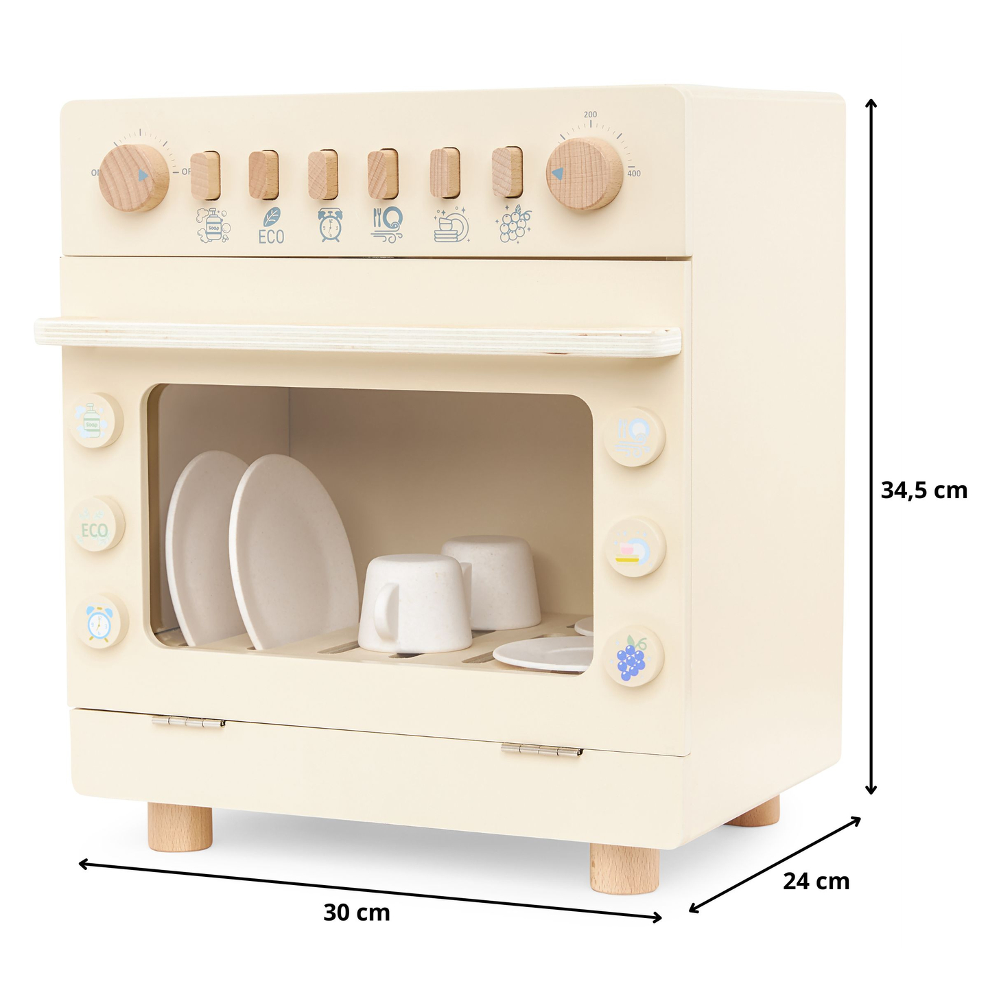 Lavastoviglie in legno con accessori