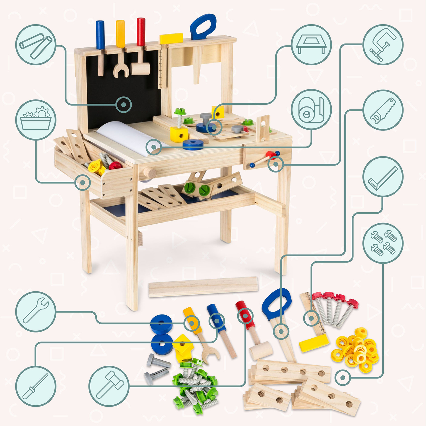 Set fai da te in legno XXL - 75 pezzi