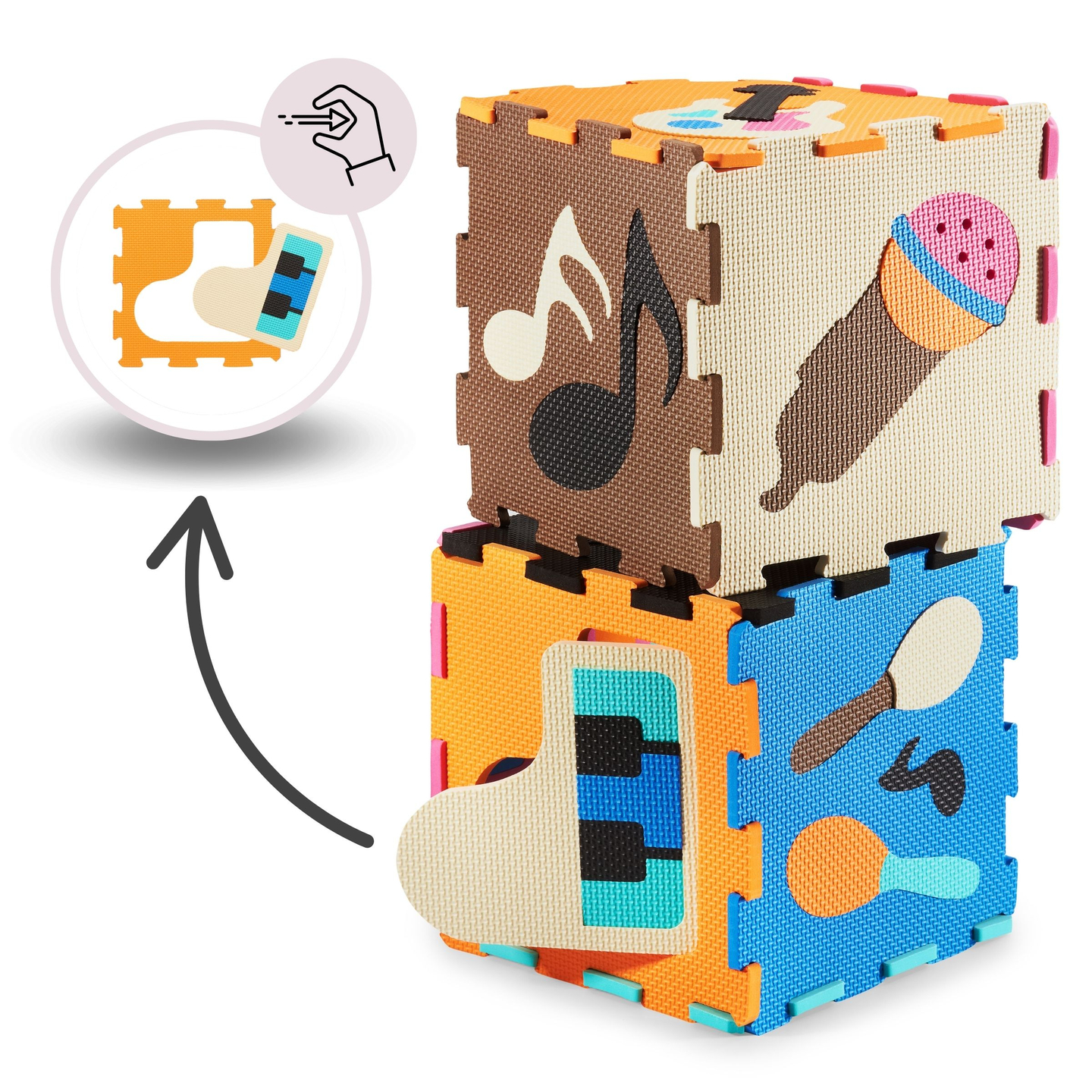 Tappeto puzzle educativo in schiuma 90 x 90 x 1 cm - schiuma EVA - design: strumenti