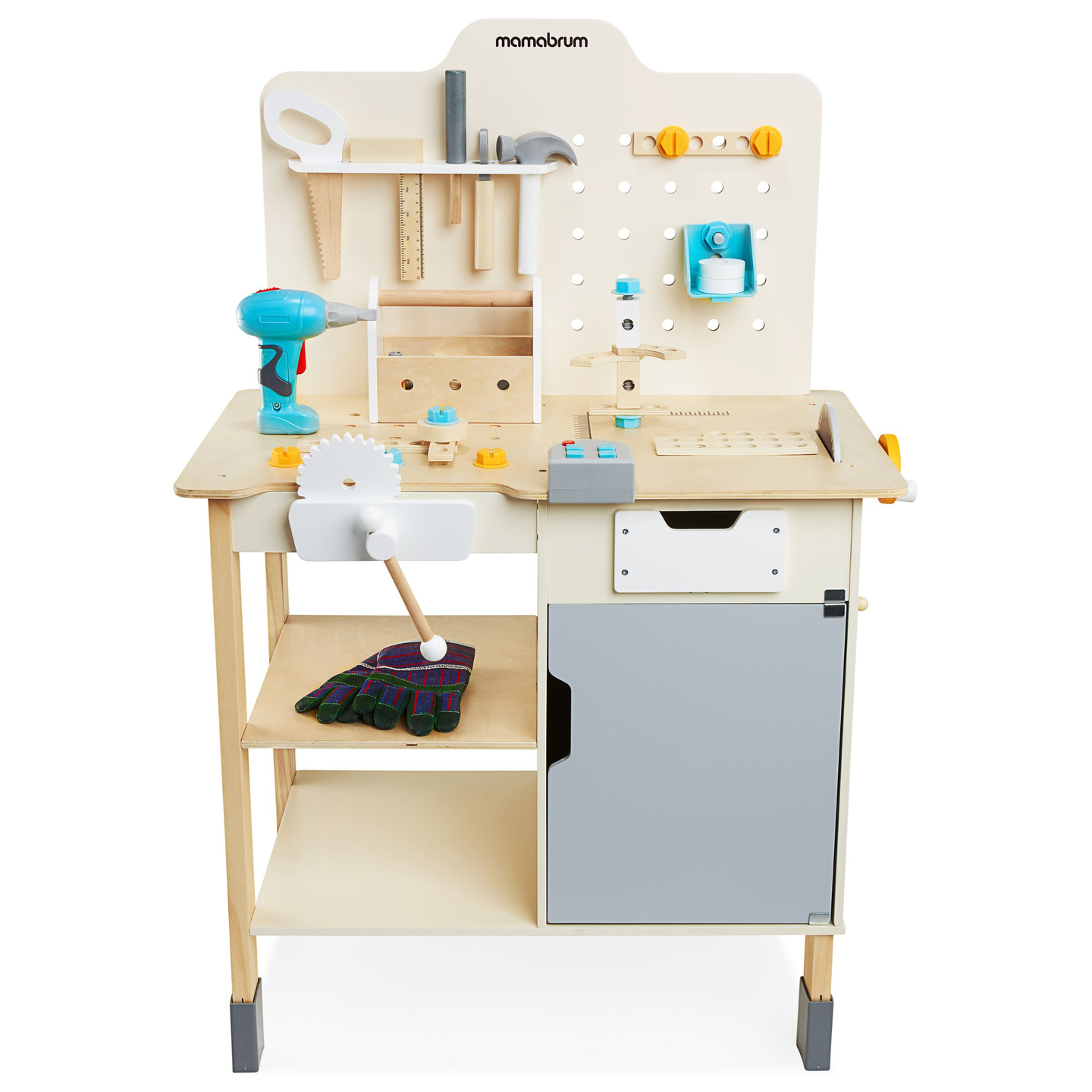 XXL Grande officina in legno con attrezzi - set per il bricolage, 74 elementi