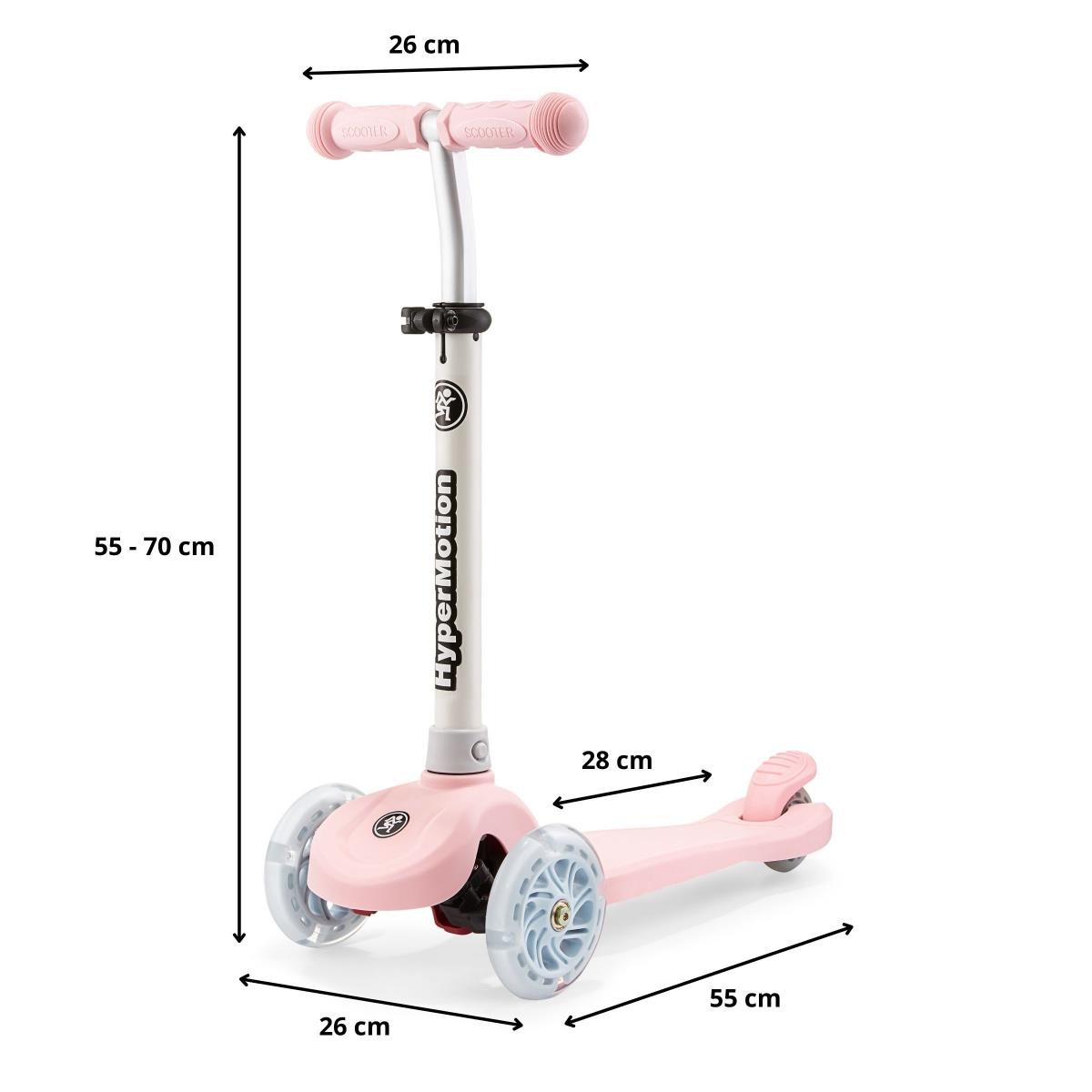 Monopattino a tre ruote TRINGO, 3-8 anni - rosa + ruote LED luminose