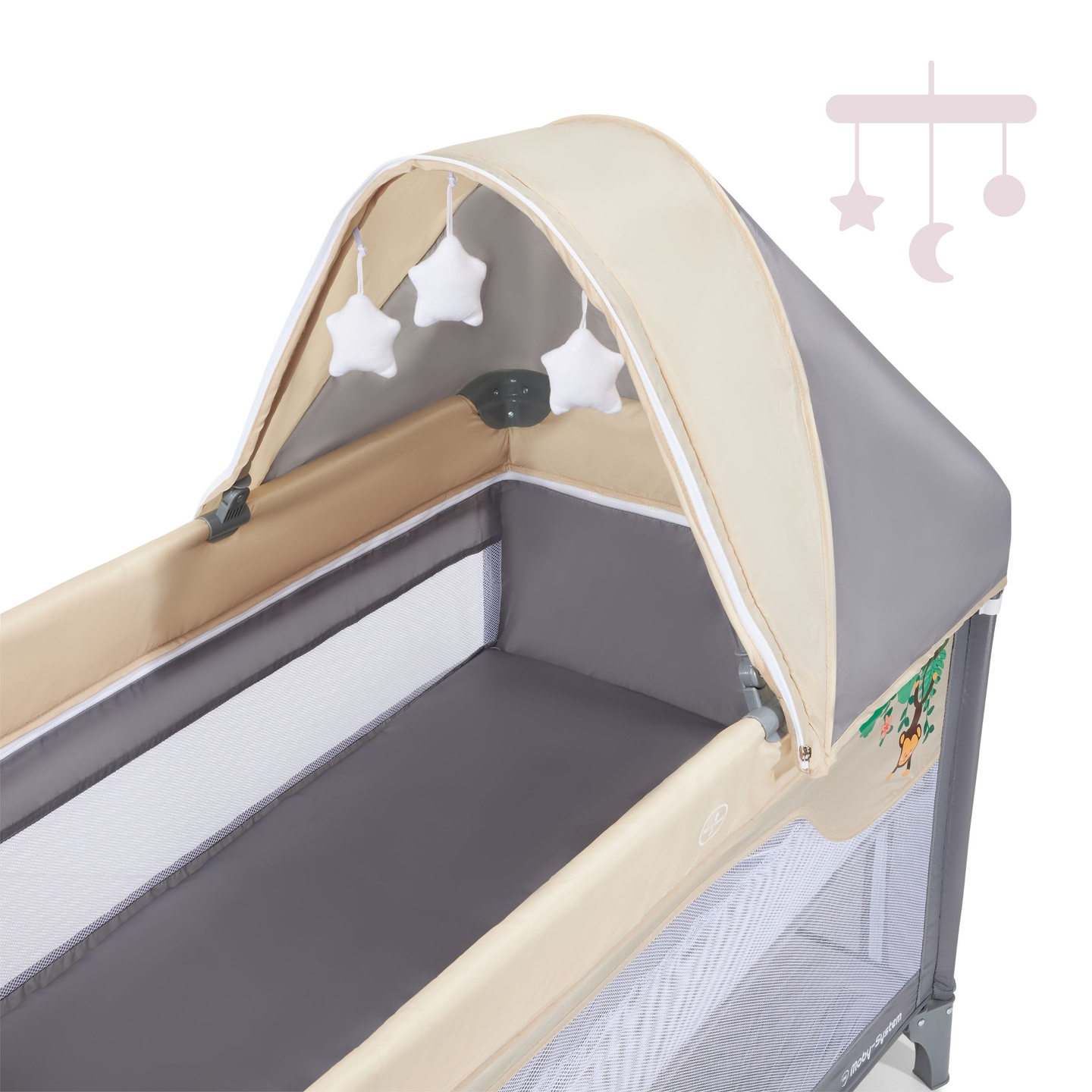 Lettino da viaggio 0 - 36 m con fasciatoio + box Moby-System HUXLEY
