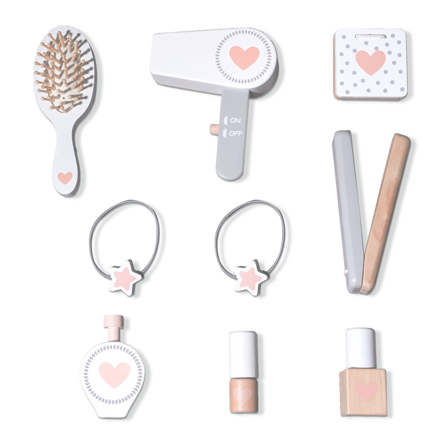 Tavolino da toeletta per bambini in legno con sedia, accessori e illuminazione a LED