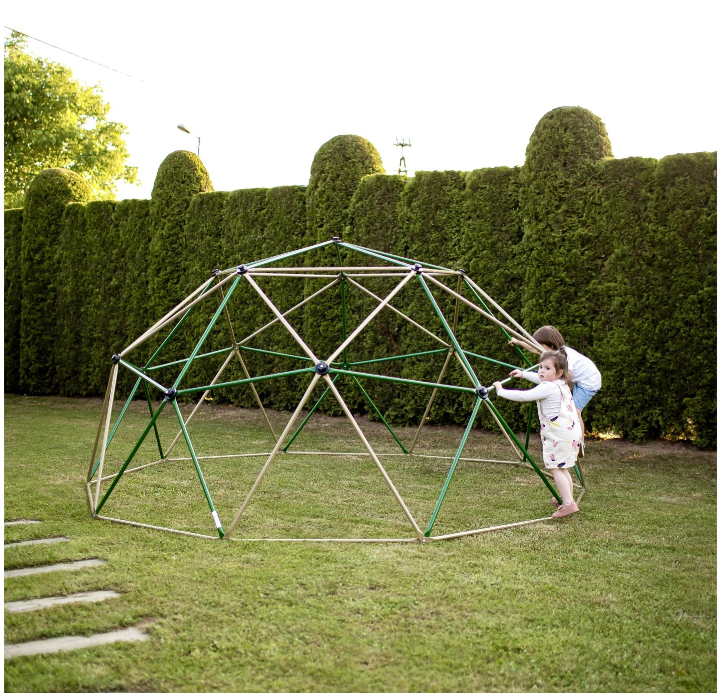 Cupola di arrampicata per bambini HyperMotion XXXL, geodome, parco giochi da giardino, diametro: 3,7 m
