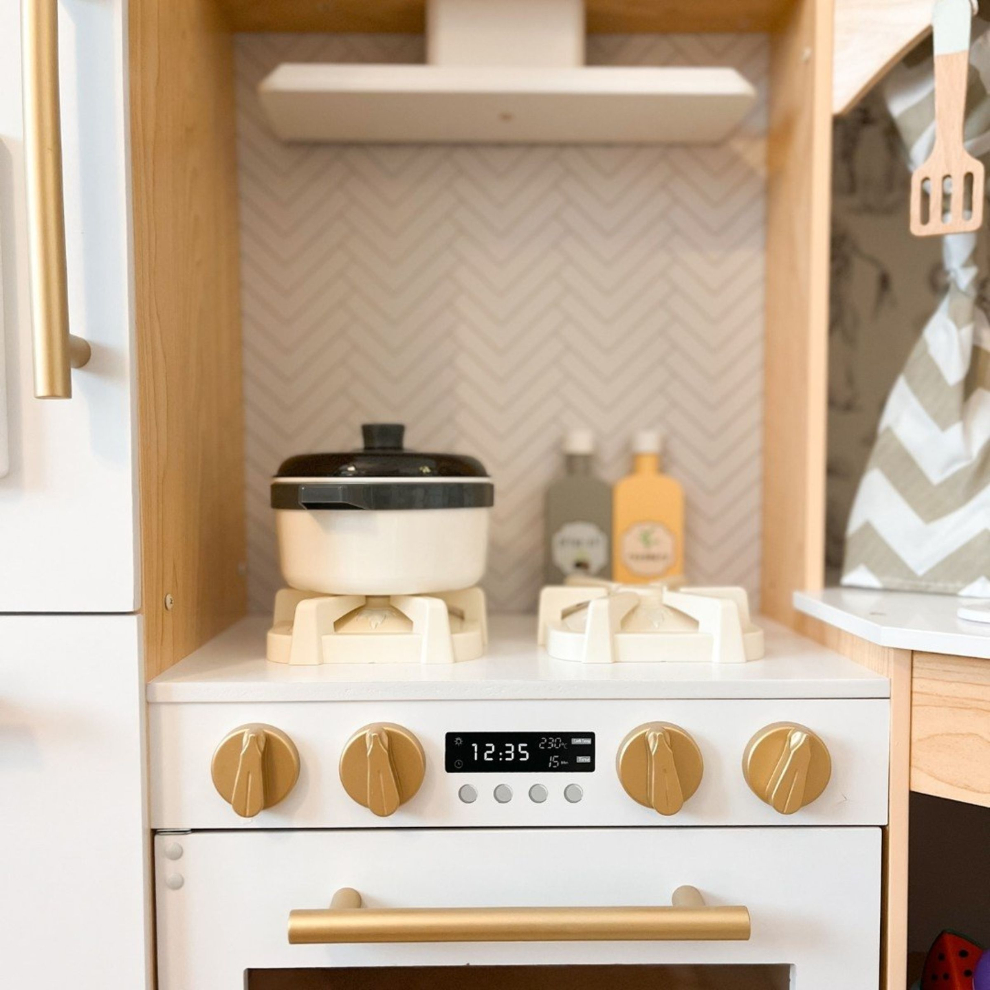 XXXXL grande cucina interattiva in legno con illuminazione a LED, lavatrice, macchina del caffè a microonde e set di frutta e verdura - 50 elementi