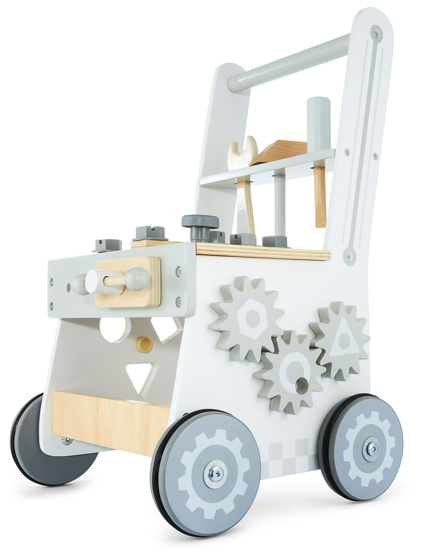 Deambulatore, spingitore e laboratorio in legno 3 in 1 - 47 elementi