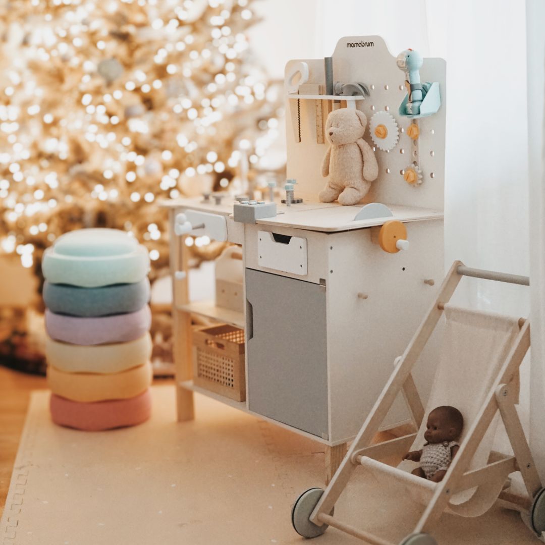 XXL Grande officina in legno con attrezzi - set per il bricolage, 74 elementi