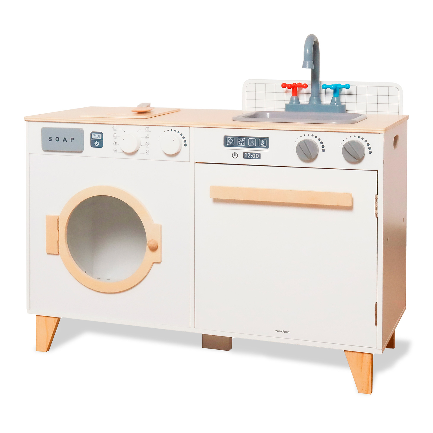 Lavanderia e cucina in legno - set da casa 2 in 1 per bambini