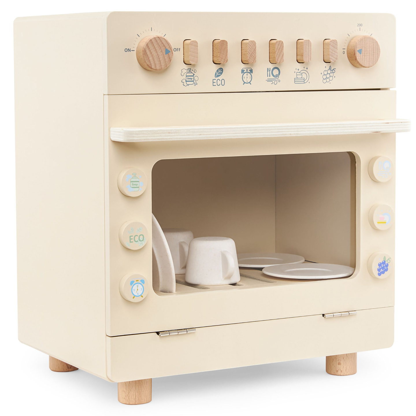 Lavastoviglie in legno con accessori