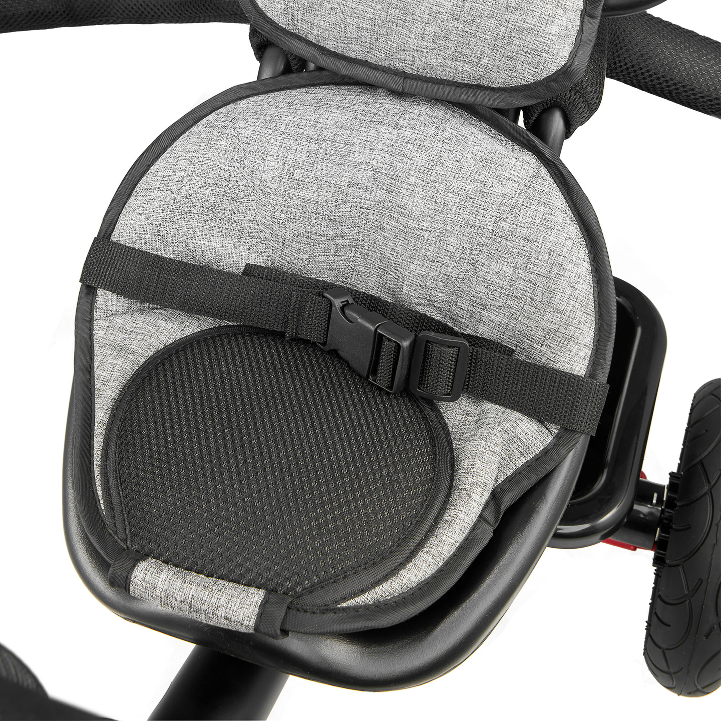 Triciclo per bambini 1-4 anni - TOBI FREY - colore grigio - girevole - ruote pompate + spingitore