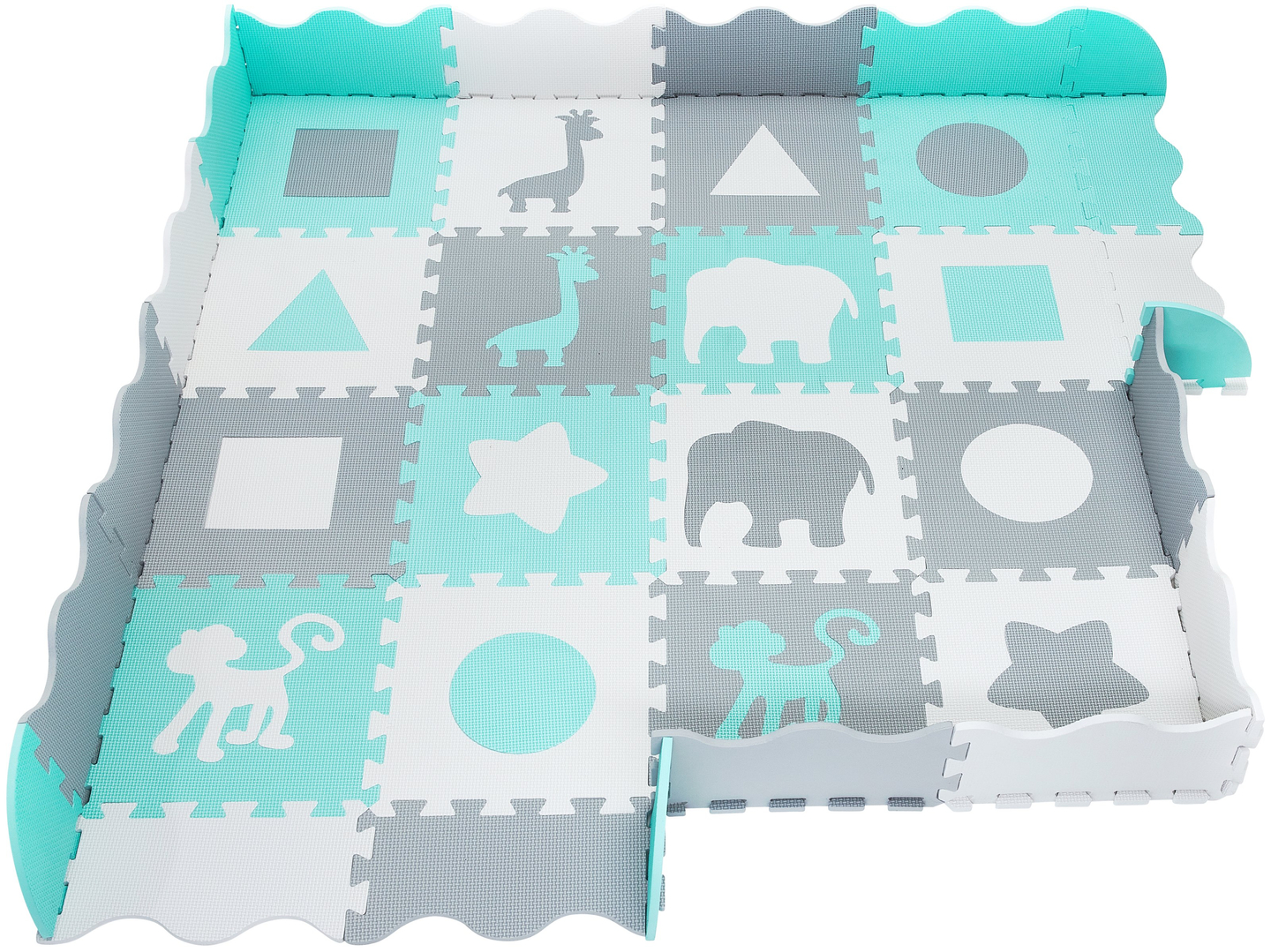 Tappetino in schiuma XL 150 x 150 x 1 cm con bordi - schiuma EVA - menta