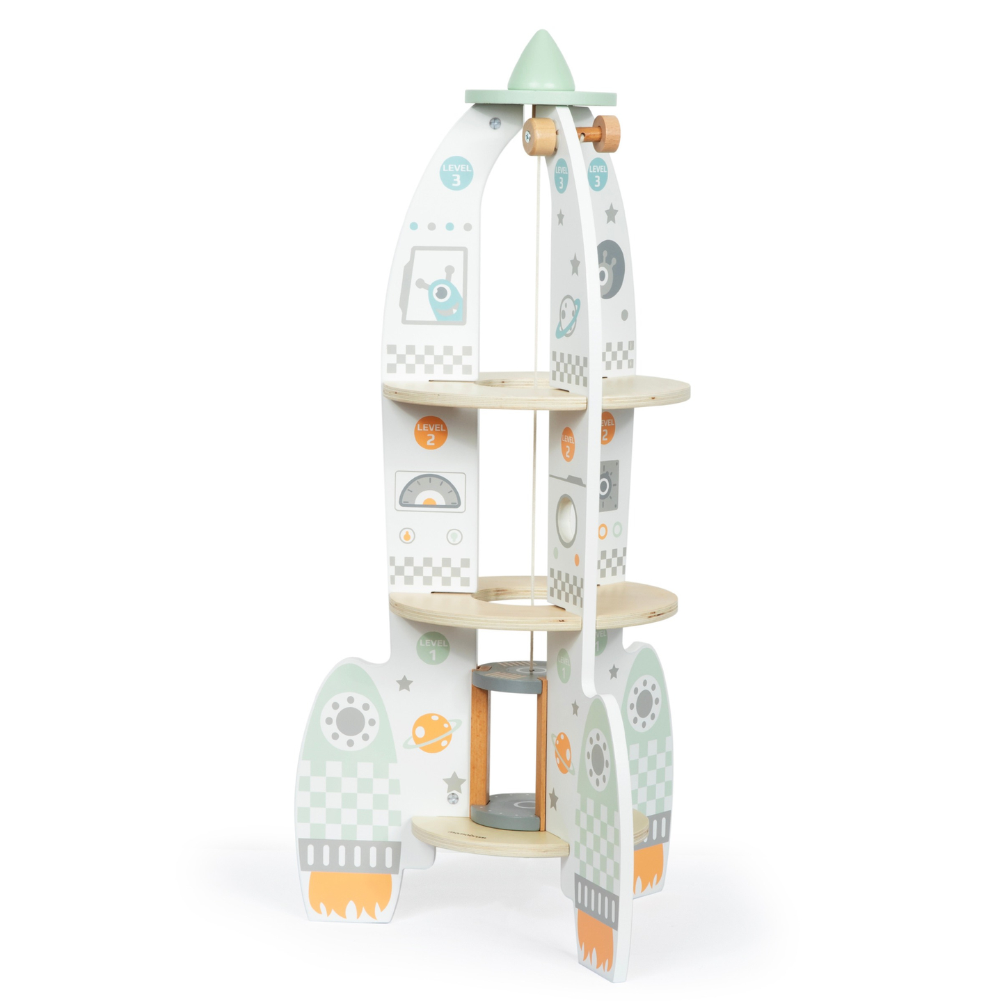 Grande razzo spaziale in legno con ascensore e accessori - XXL