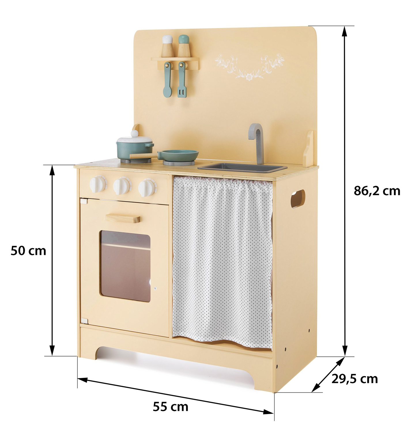 Cucina in legno con grembiule, accessori e illuminazione a LED