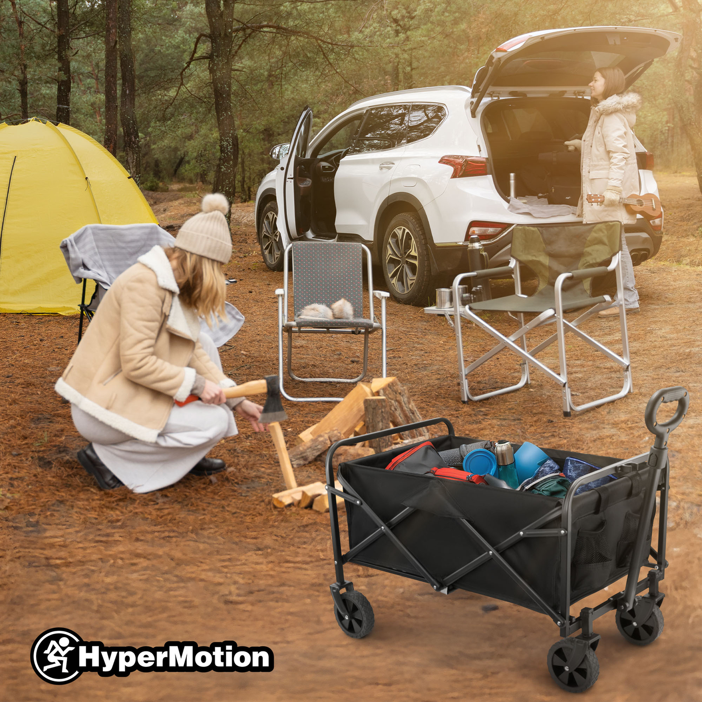 Carrozzina da spiaggia pieghevole HyperMotion - nero, 80 kg