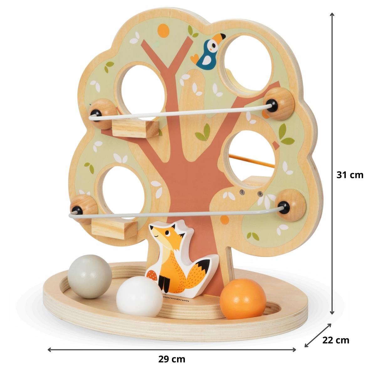 Pista di scivolo con palline di legno - Albero verde