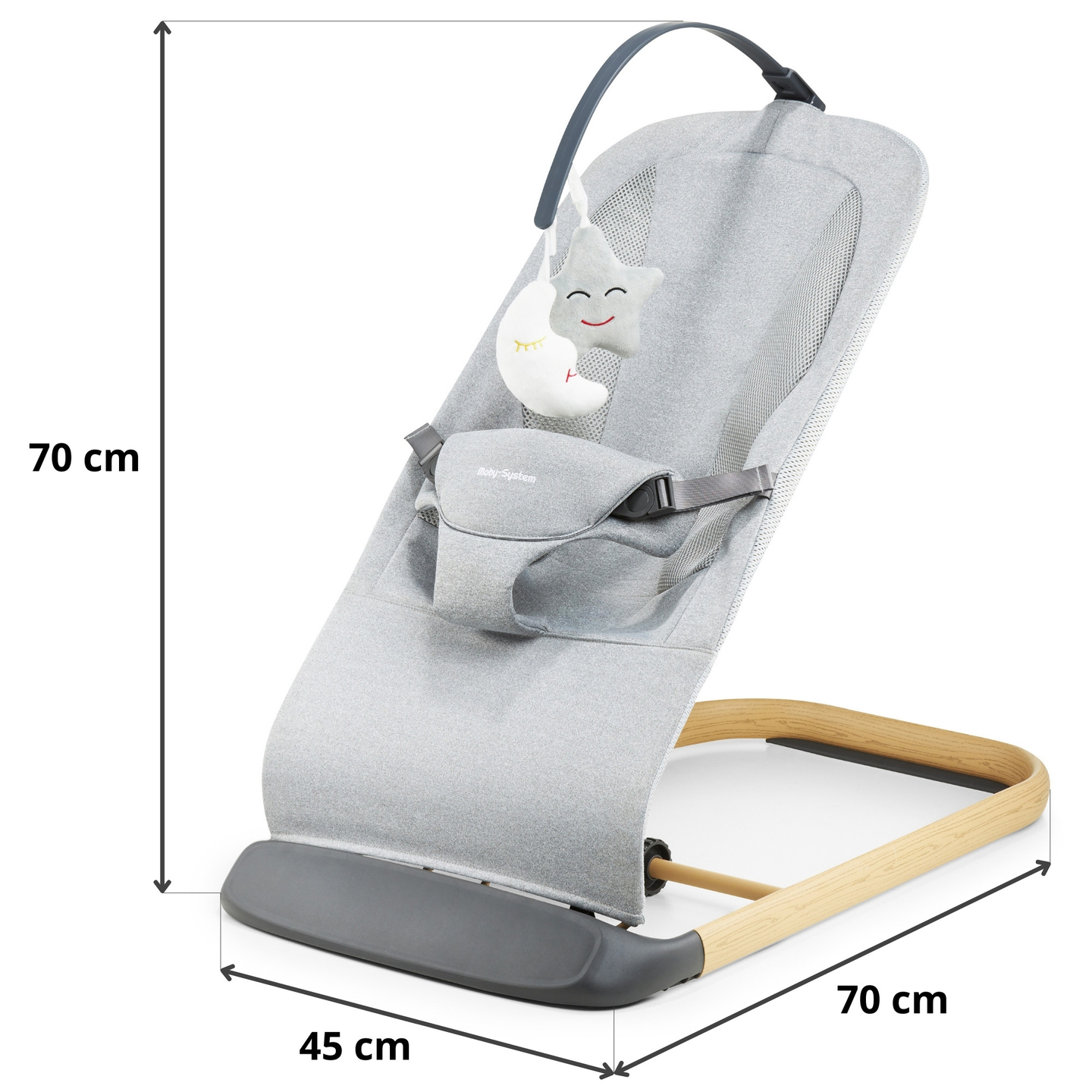 Sedia a dondolo 2 in 1 Moby- Sistema LILY - grigio