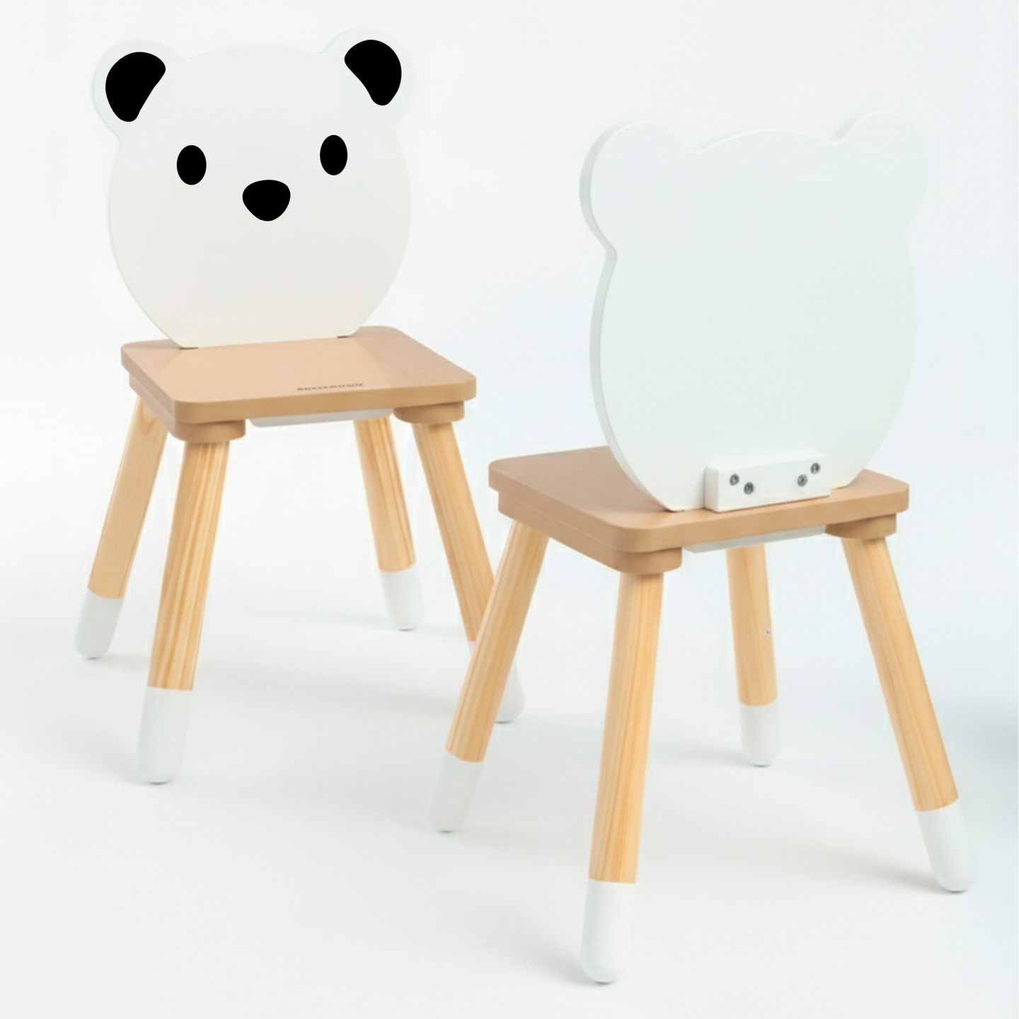 Tavolo in legno con contenitore e 2 sedie Set per bambini - Orsetto di peluche carino