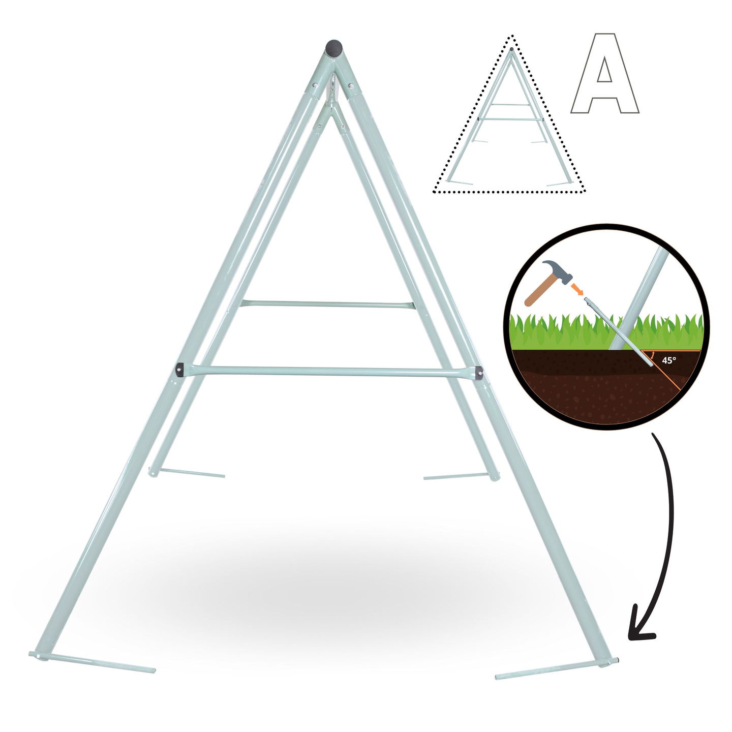 Altalena da giardino a nido di cicogna con telaio e corde