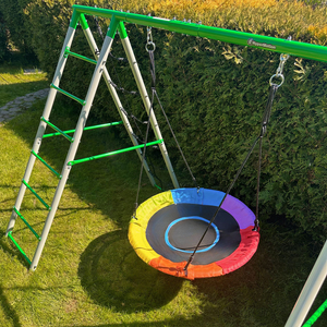 Parco giochi da giardino XL per bambini con altalena a nido di cicogna, scala e rete da arrampicata