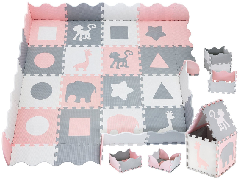 Tappetino in schiuma XL 150 x 150 x 1 cm con bordi - schiuma EVA - rosa