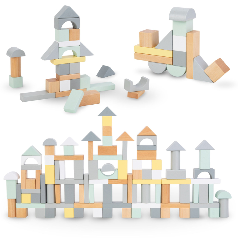 Blocchi di legno pastello - set di 100 pezzi XL