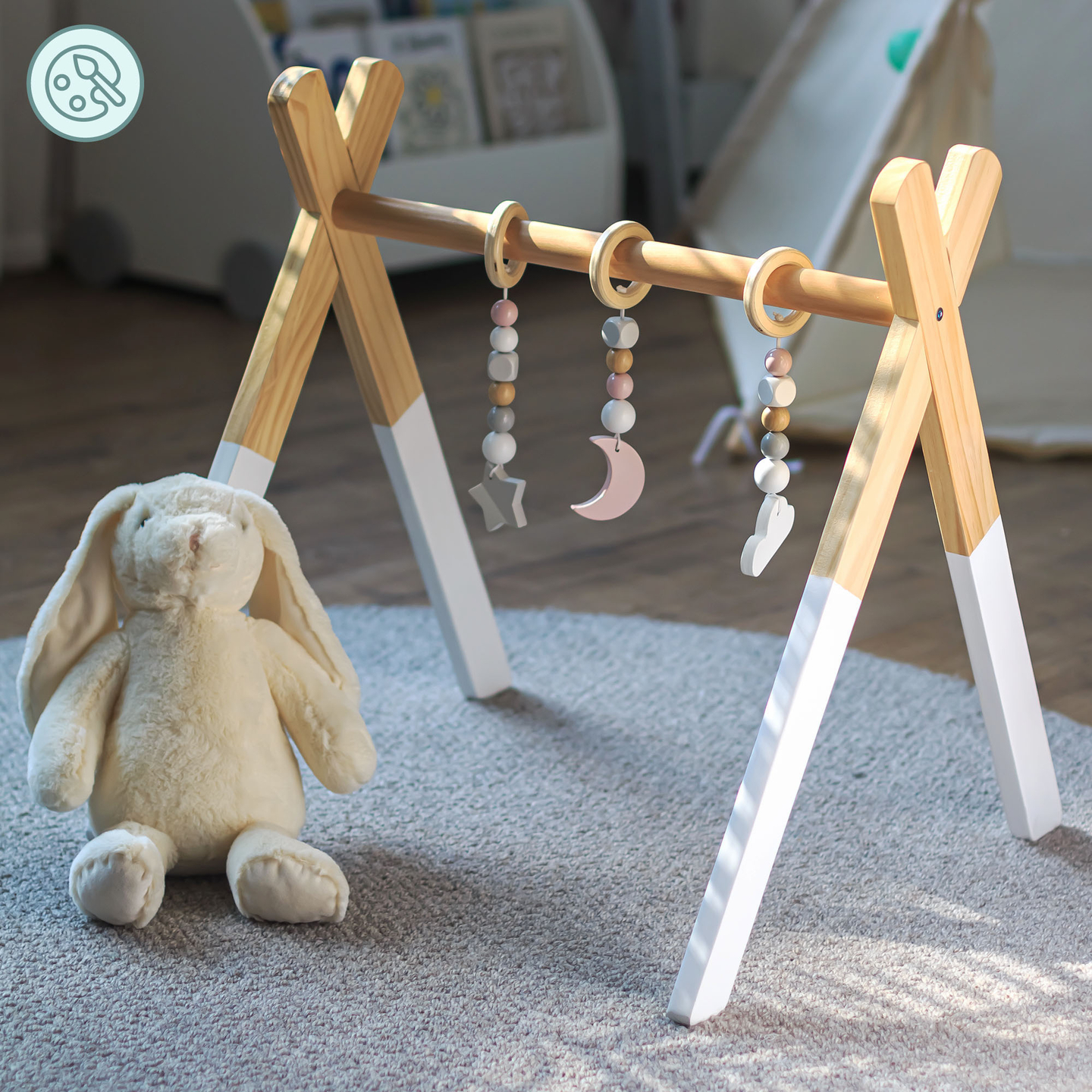 Baby Gym, stand educativo in legno - colore bianco