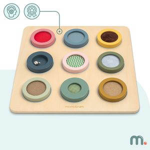 Tavola sensoriale Montessori in legno: 9 texture per scoprire e sviluppare il senso del tatto