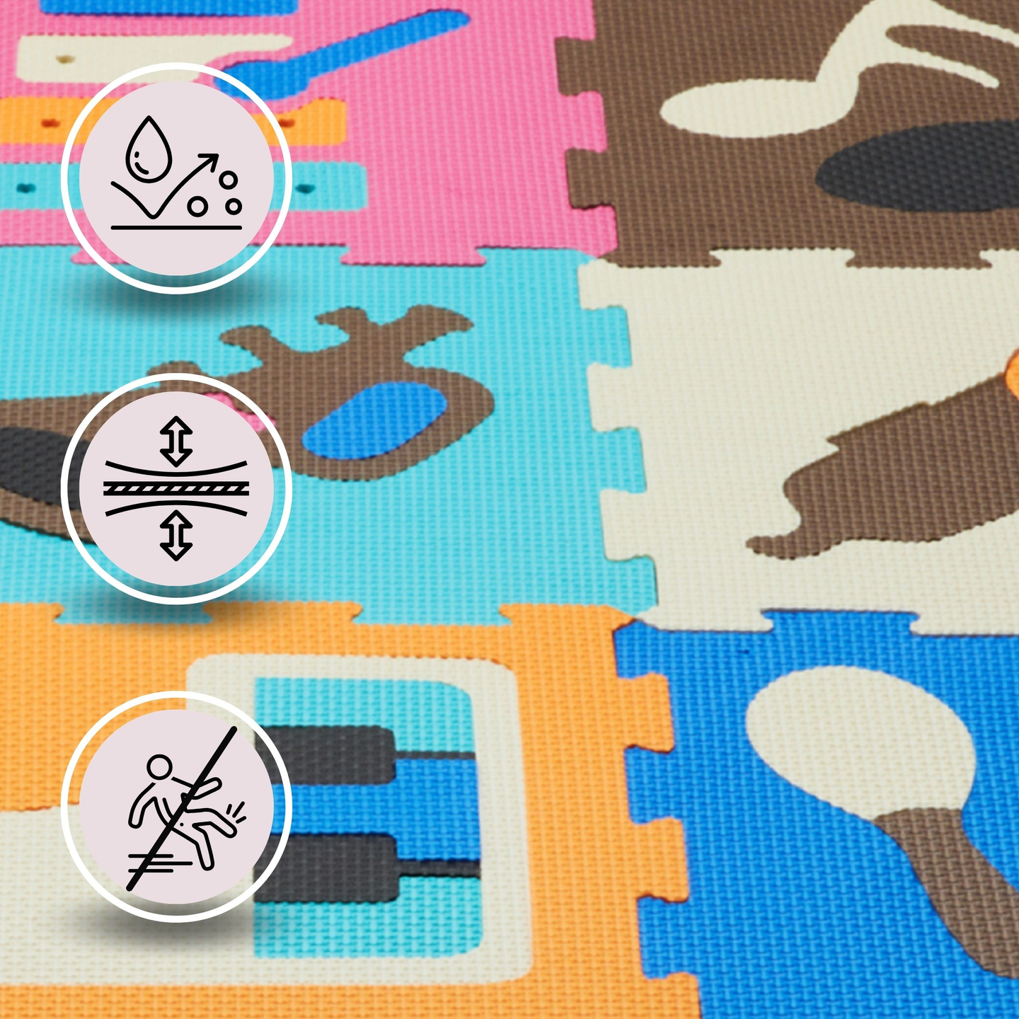 Tappeto puzzle educativo in schiuma 90 x 90 x 1 cm - schiuma EVA - design: strumenti