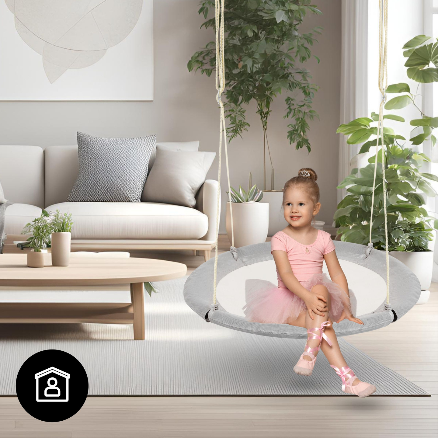 Altalena a nido di cicogna HyperMotion - diametro 100 cm, colore grigio