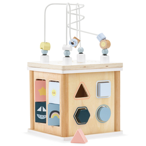 Cubo educativo in legno con intreccio - selezionatore di forme