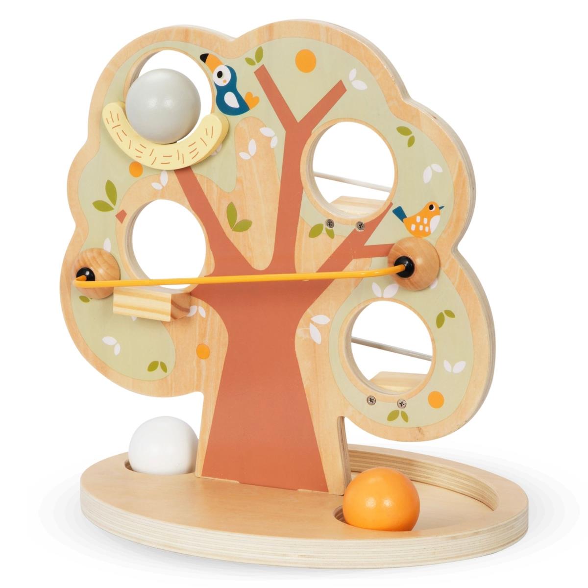 Pista di scivolo con palline di legno - Albero verde