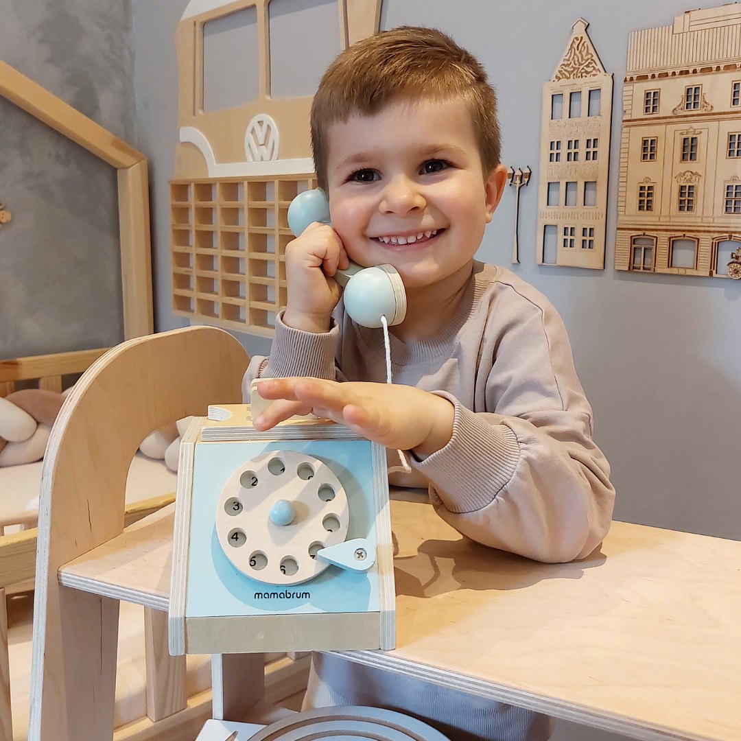 Telefono retrò in legno - menta