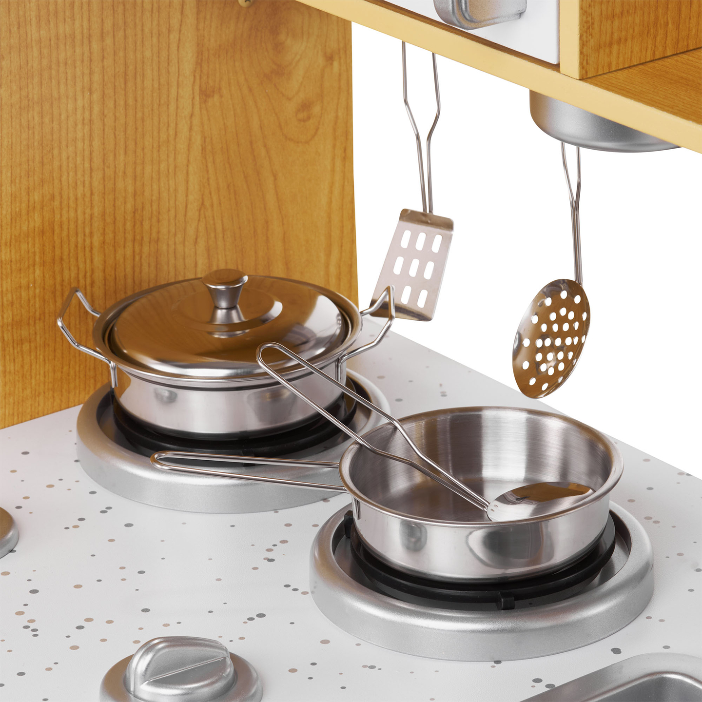 Cucina in legno XXL con illuminazione a LED, grembiule e accessori