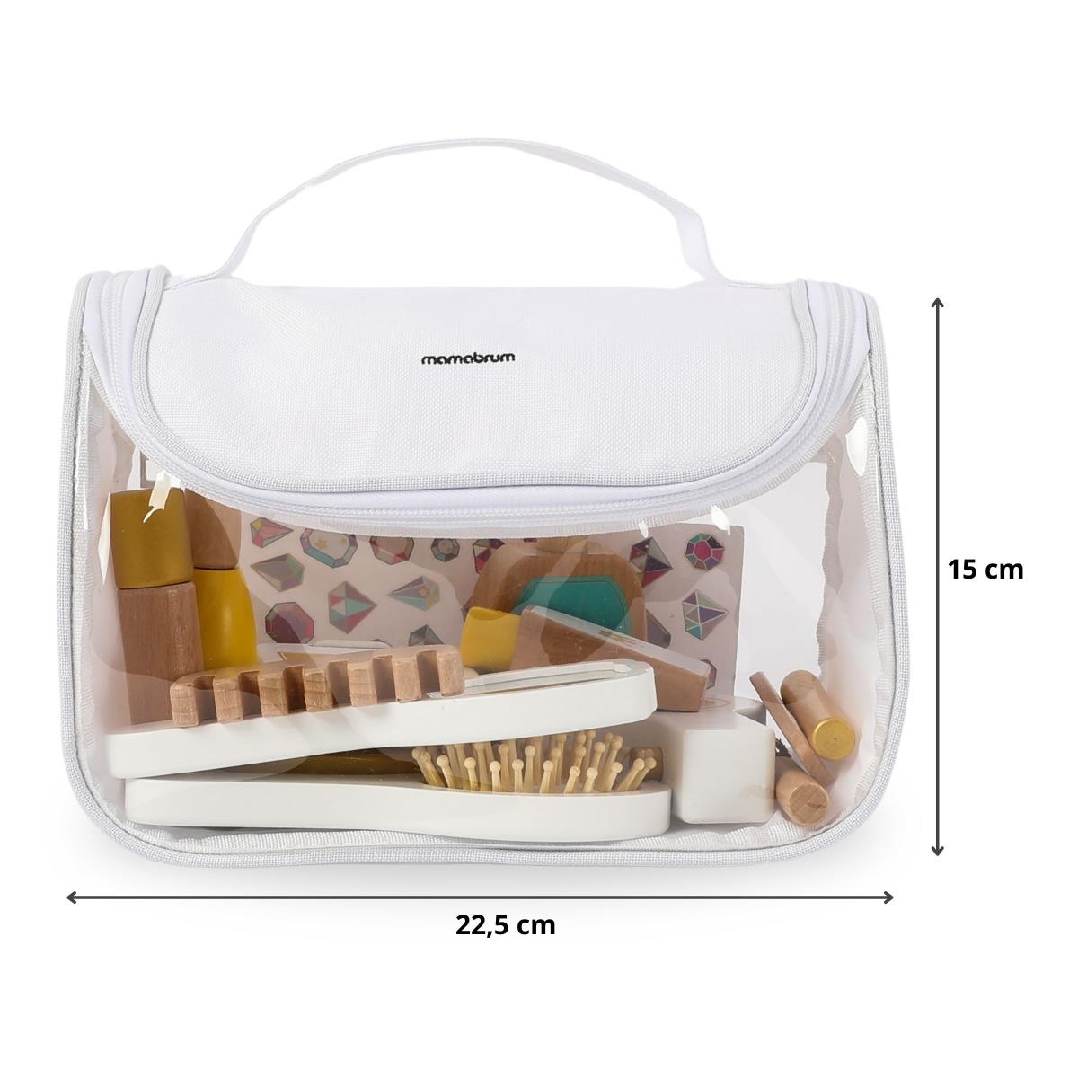 Set da trucco per bambini - borsa per il trucco + accessori in legno, 15 pezzi