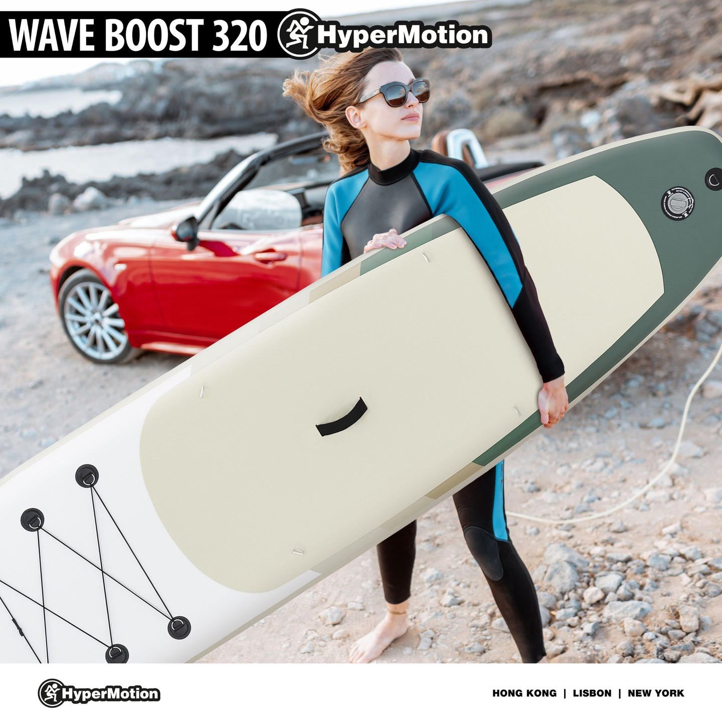 Tavola SUP gonfiabile Stand Up Paddle 320 cm con pagaia e sedile - HyperMotion WAVE BOOST 320