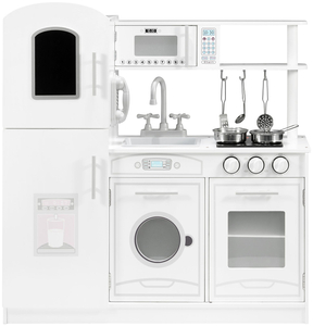 Grandi accessori da cucina in legno bianco e grembiule