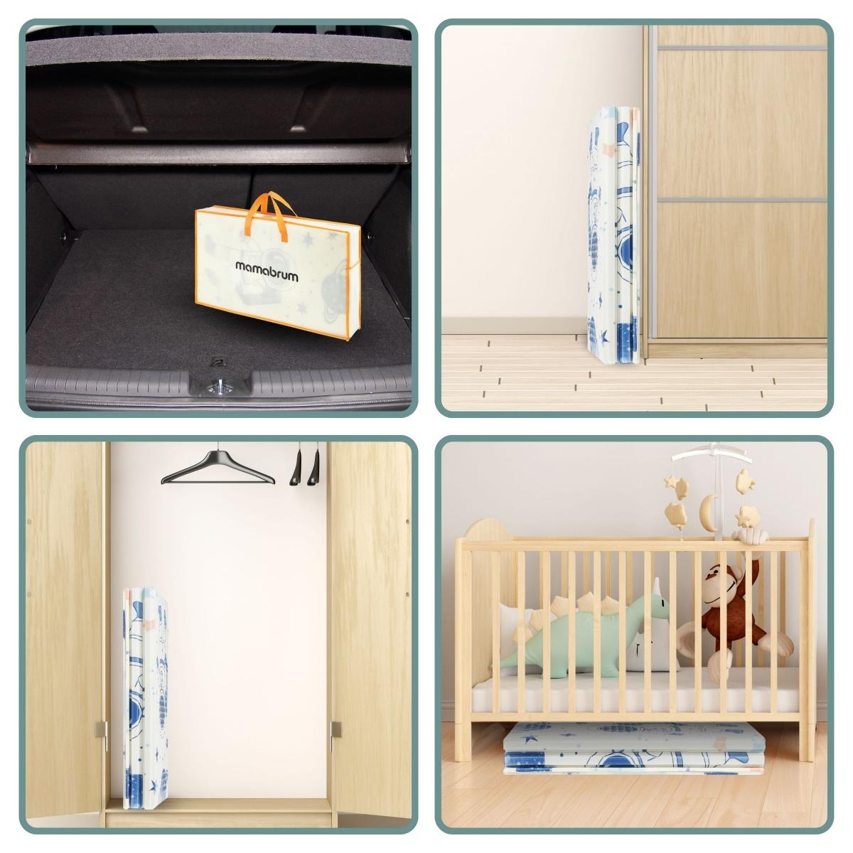 Tappetino pieghevole bifacciale 180 x 120 x 1 cm - Cosmos/Triangoli geometrici