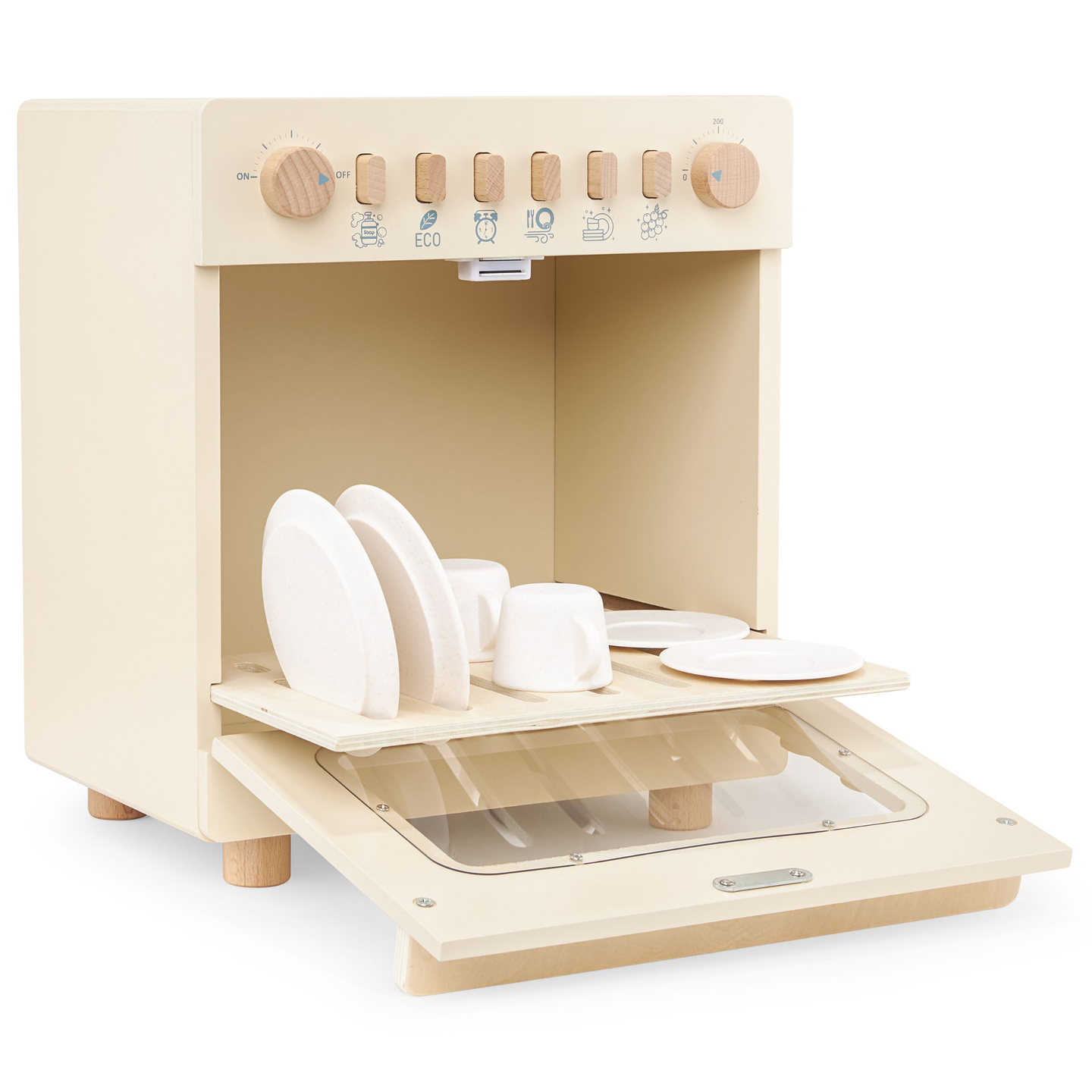 Lavastoviglie in legno con accessori