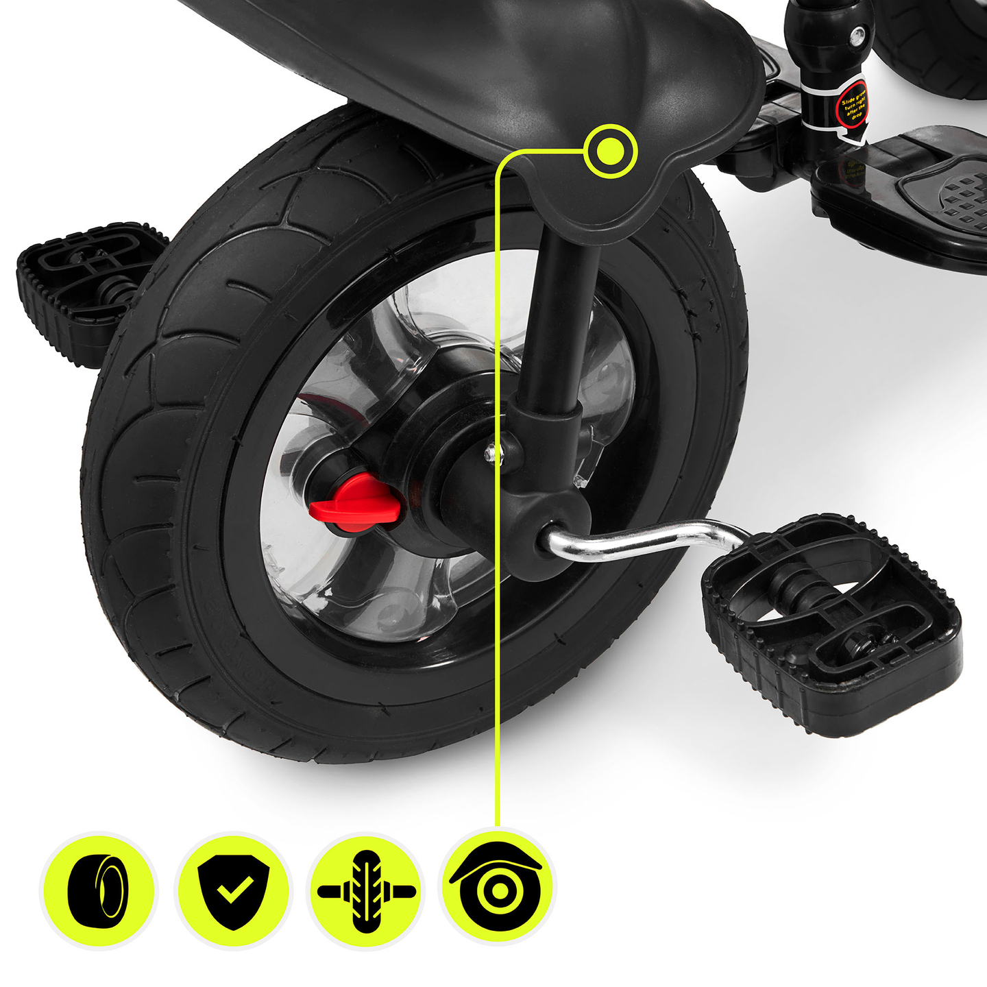 Triciclo per bambini 1-4 anni - TOBI FREY - colore grigio - girevole - ruote pompate + spingitore