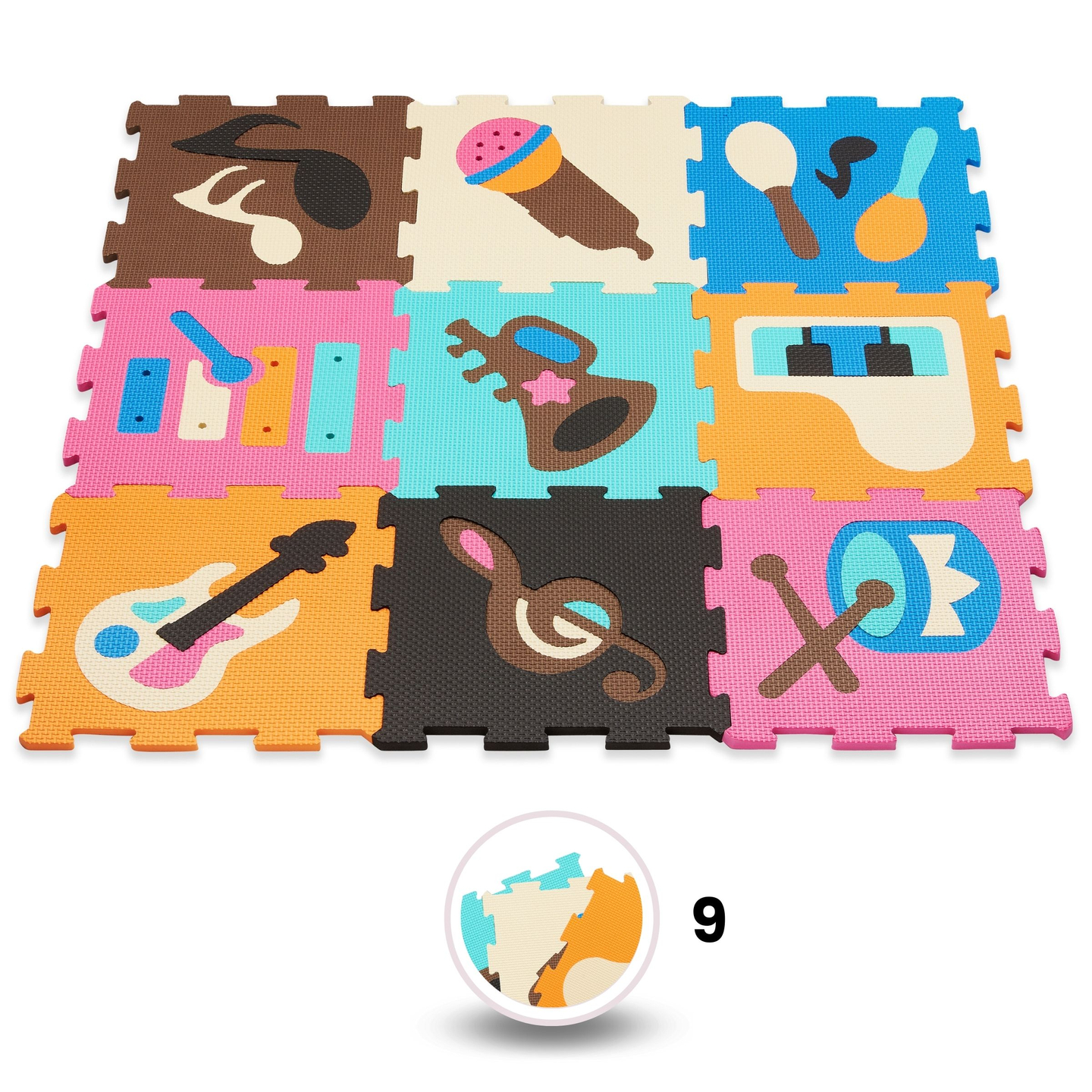 Tappeto puzzle educativo in schiuma 90 x 90 x 1 cm - schiuma EVA - design: strumenti