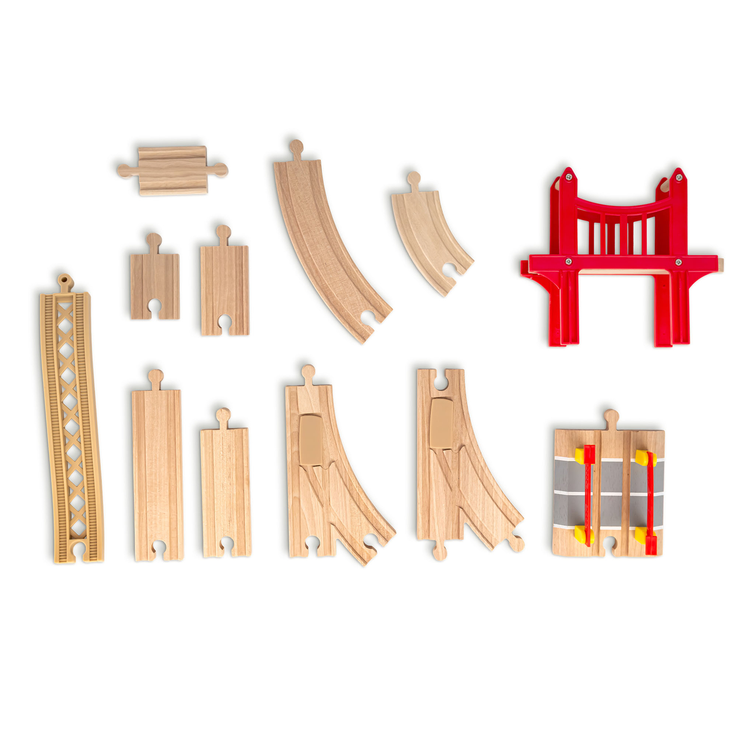 Ferrovia urbana in legno con treno elettrico - gru mobile, nave, ponti