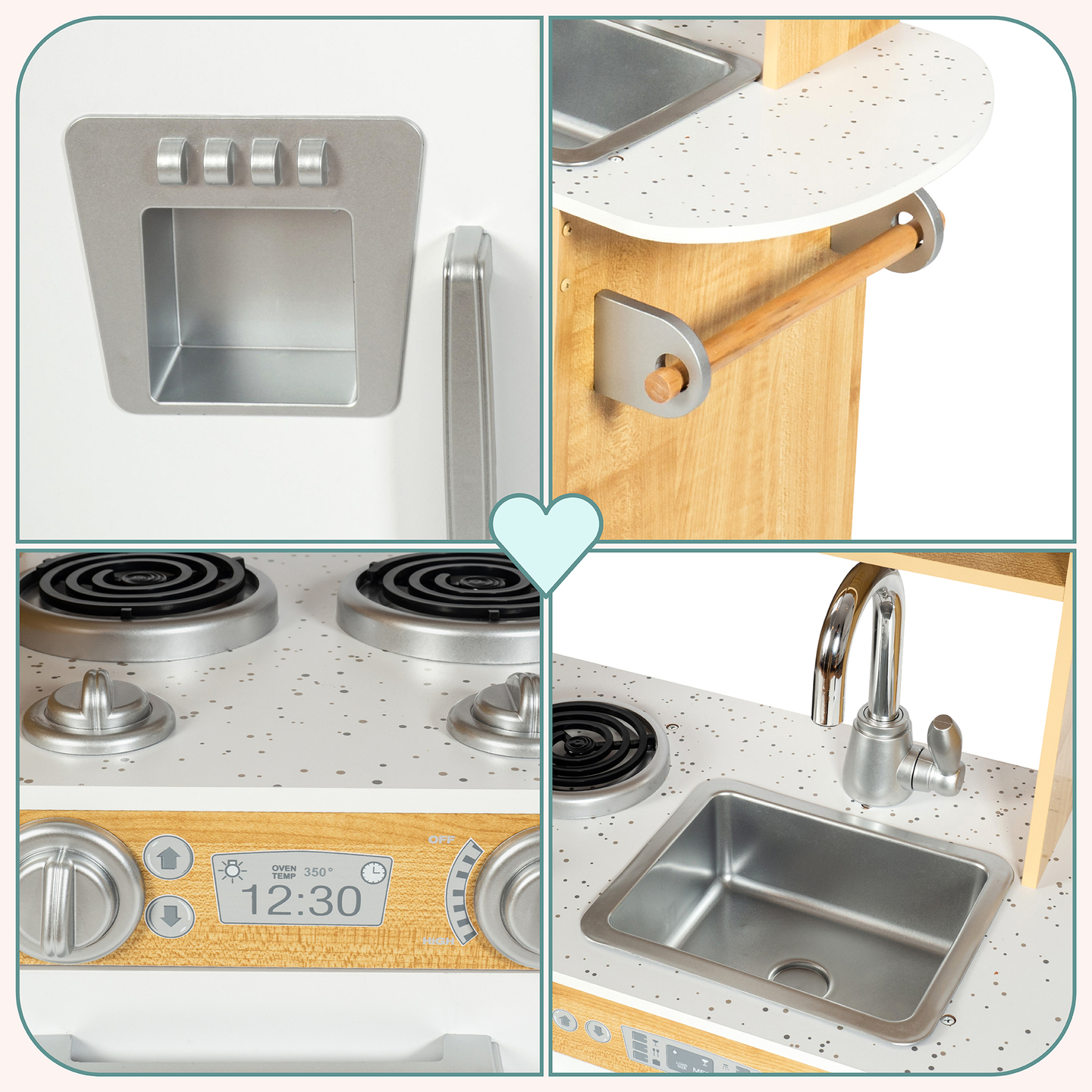 Cucina in legno XXL con illuminazione a LED, grembiule e accessori