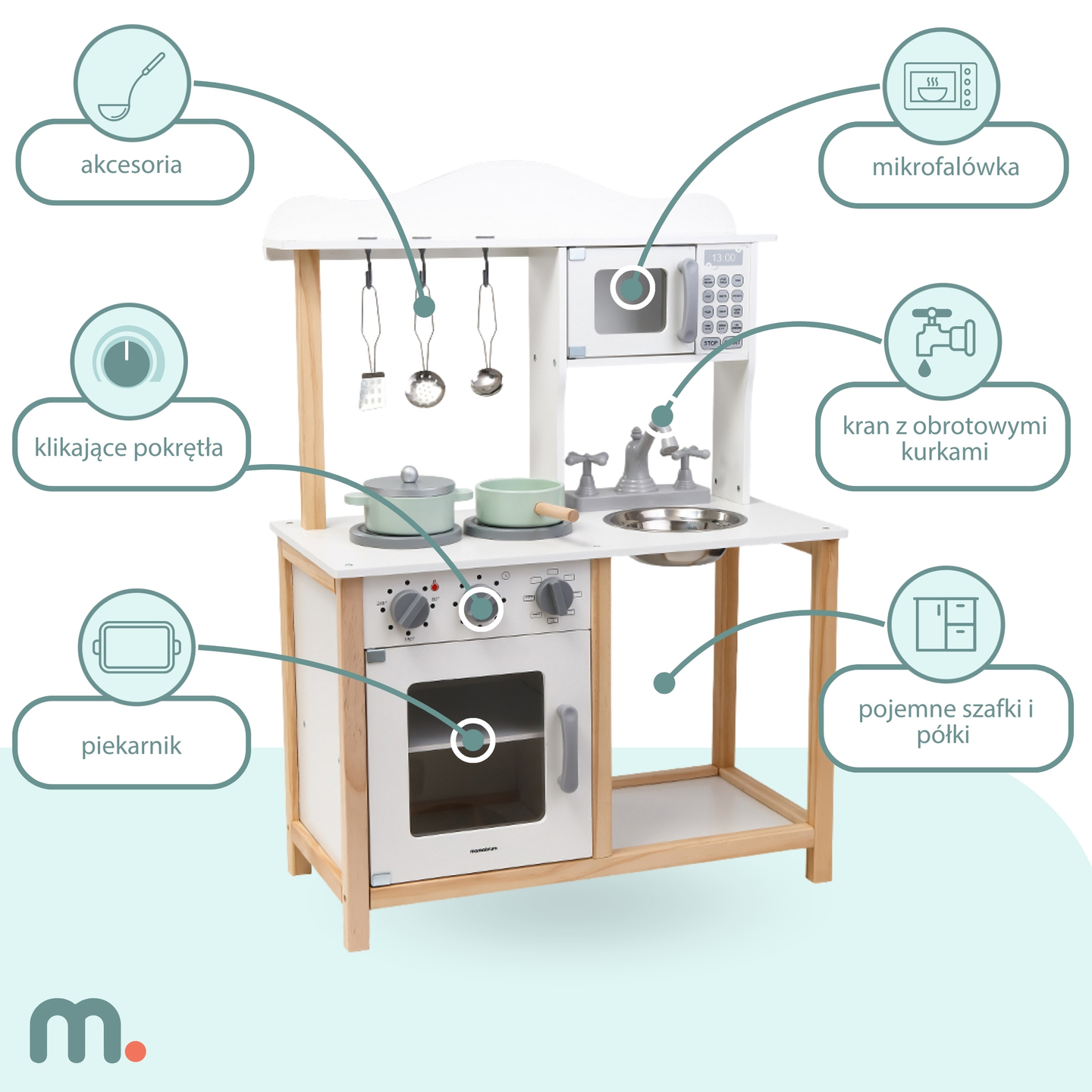 Cucina per bambini in legno con microonde