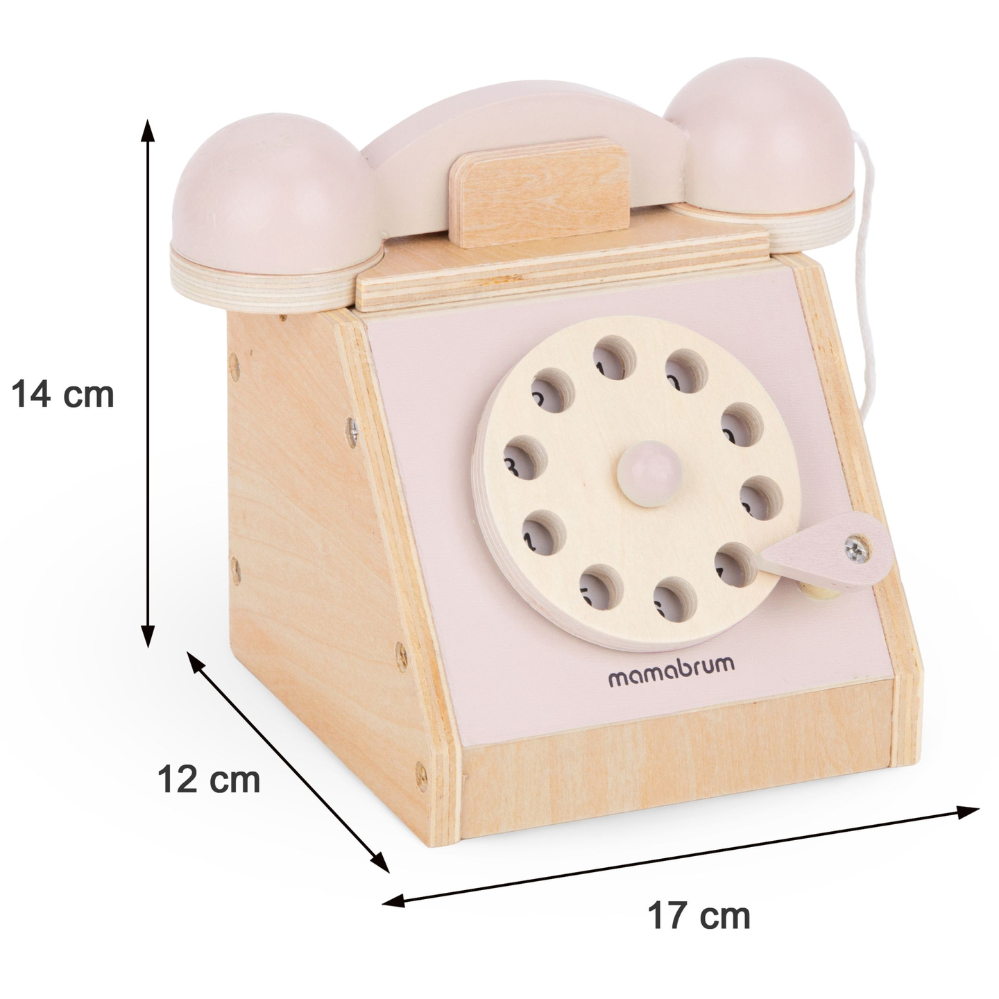 Telefono retrò in legno - rosa pastello
