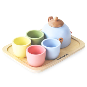 Servizio da tè in legno con vassoio - 7 articoli