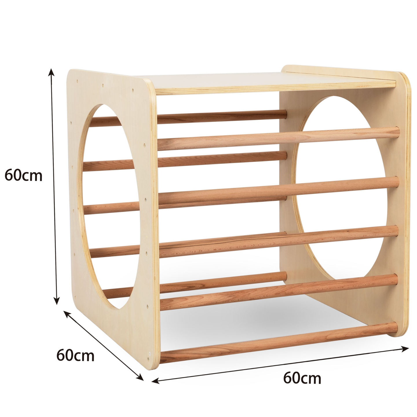 Cubo di arrampicata in legno, tunnel per bambini, parco giochi