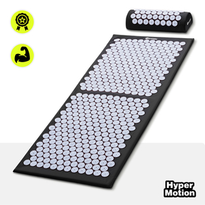 Tappetino per agopressione grande con cuscino e fodera - 130 cm HyperMotion nero e bianco