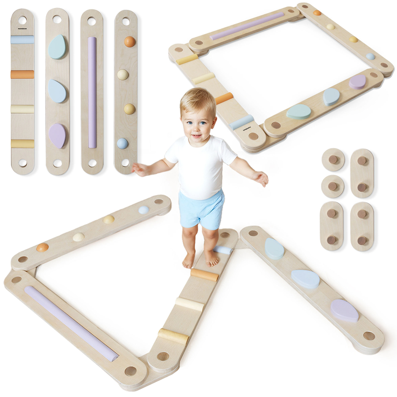 Grande percorso sensoriale in legno - pista di equilibrio - 9 elementi