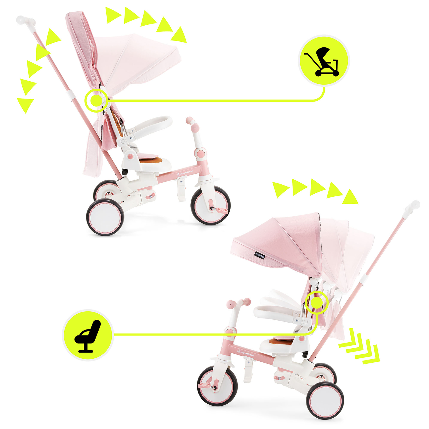 Triciclo multifunzionale 8in1 TOBI FOREST - rosa