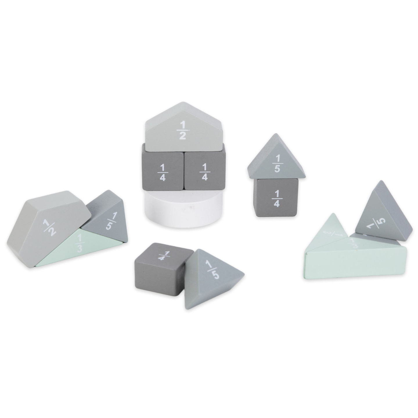 Puzzle di legno - Puzzle Montessori - Frazioni e figure geometriche